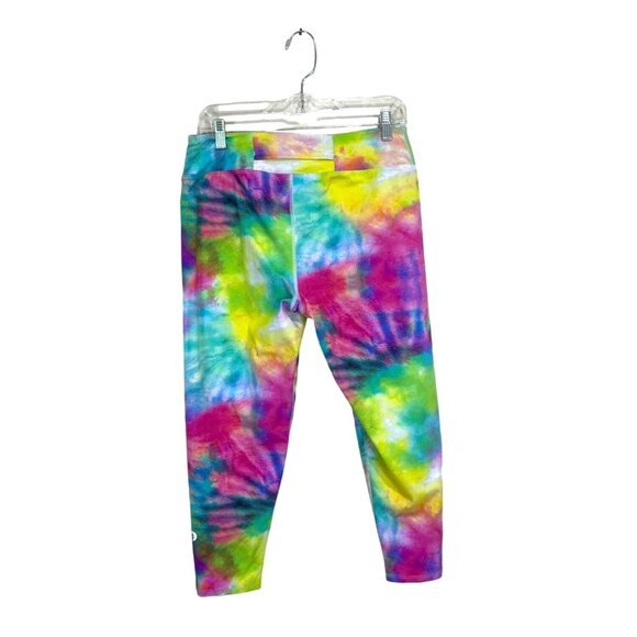 Dona Jo Women's Leggings Capri Tie Dye Pink Blue Green Yellow XL - Picture 2 of 6